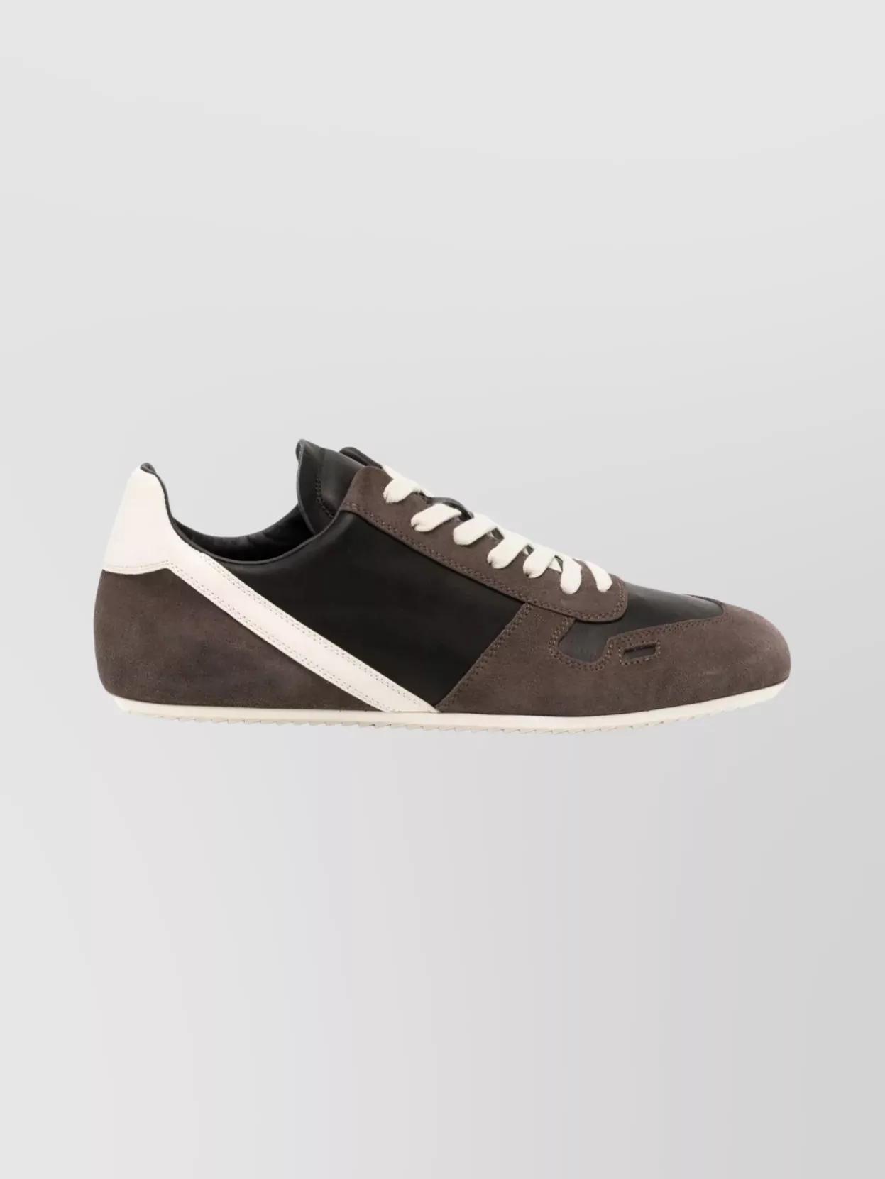 Rick Owens Contemporary Lace-Up Sneakers Featuring Contrast Panels