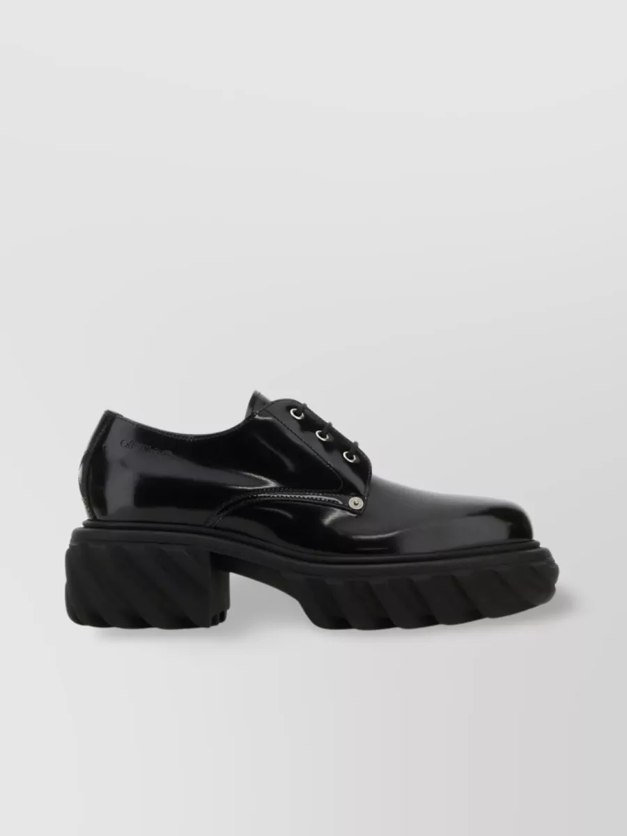 Shop Off-white Leather Journey Lace-up Shoes In Black