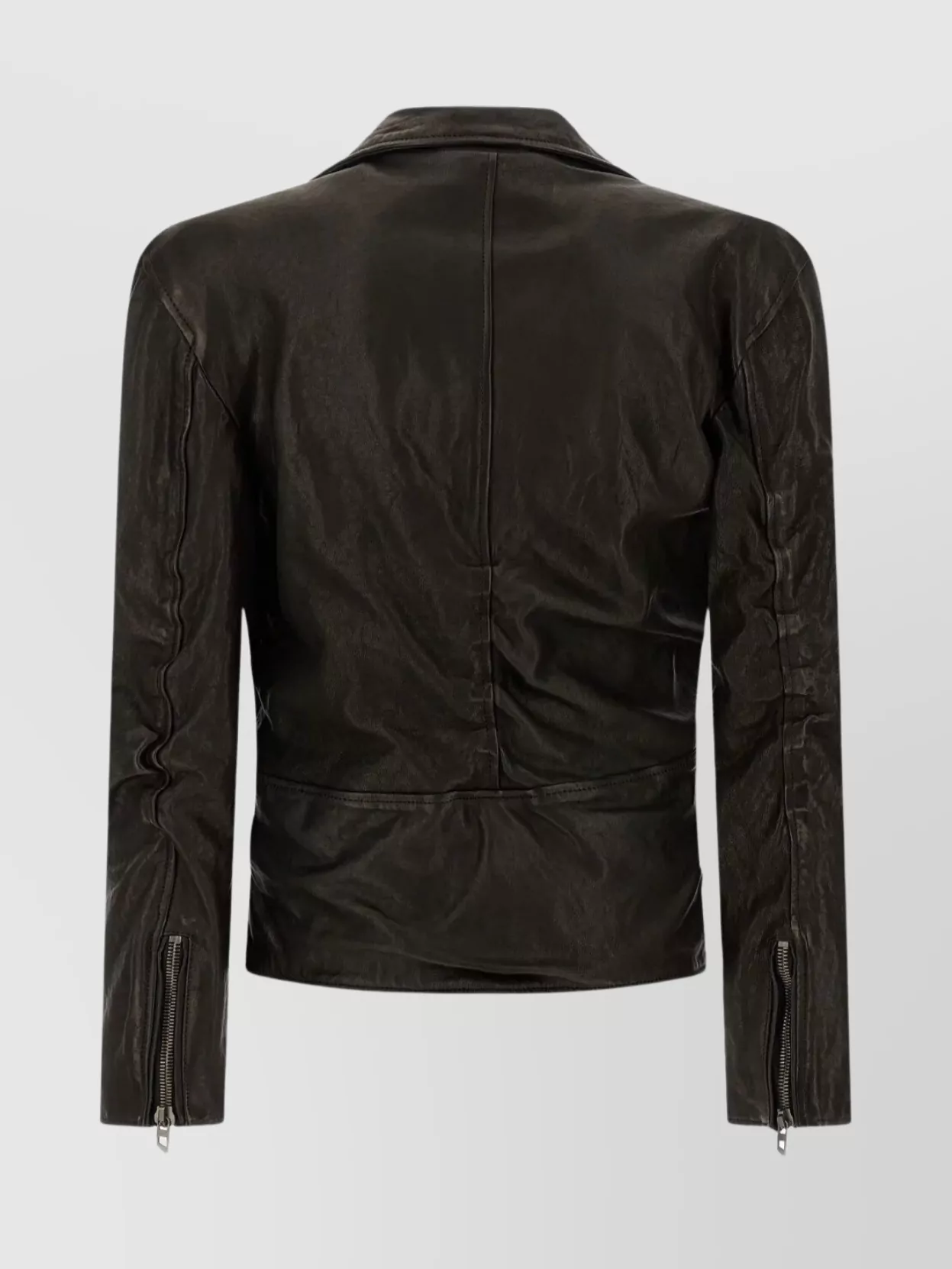 Diesel Lambskin Jacket With Long Sleeves And Zips In Brown