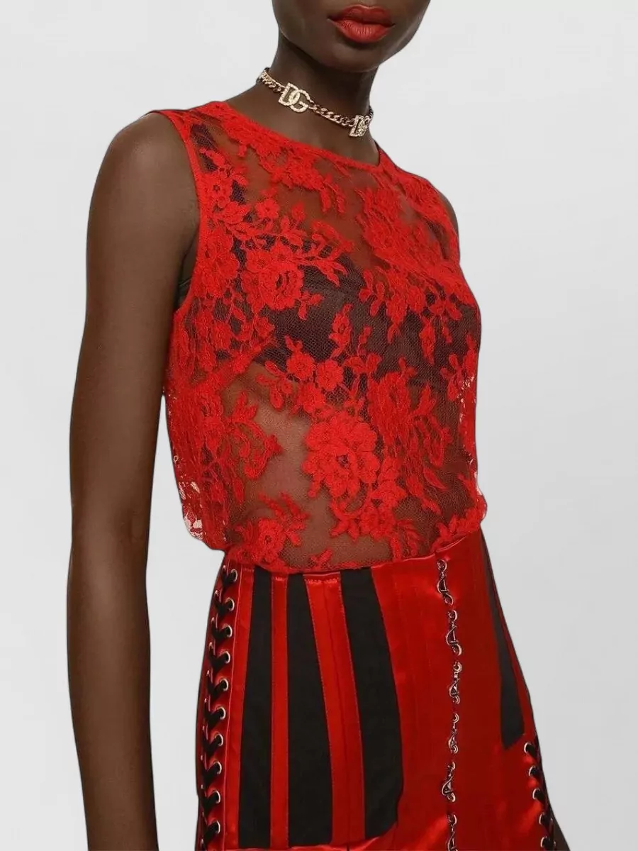 Dolce&Gabbana Silk Floral Lace Sleeveless Top