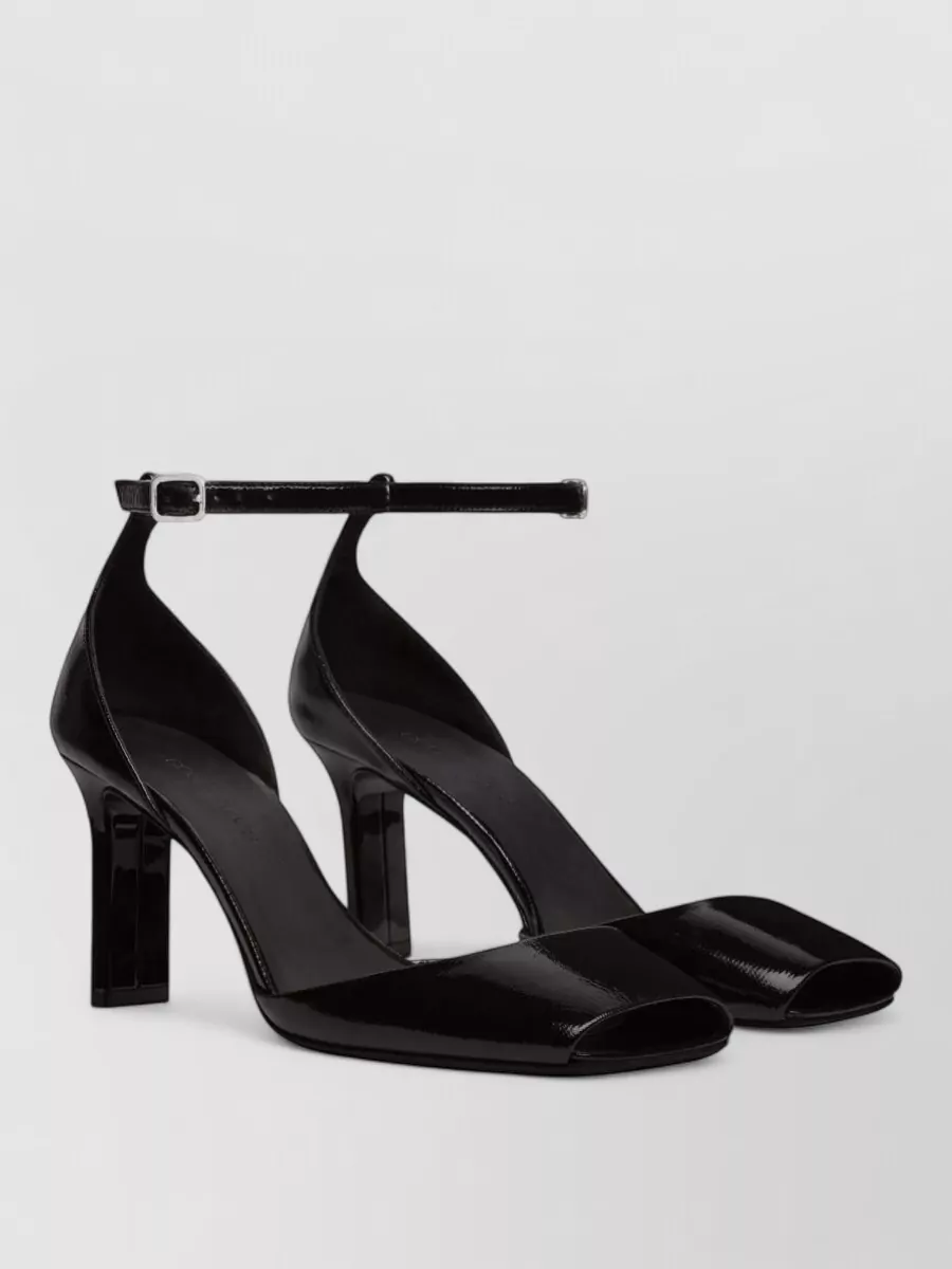 Courrèges patent leather peep toe ankle strap pumps