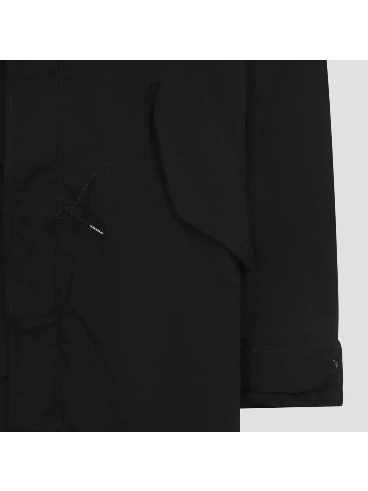 C.p. Company Long Jacket With Adjustable Cuffs And Hood In Black