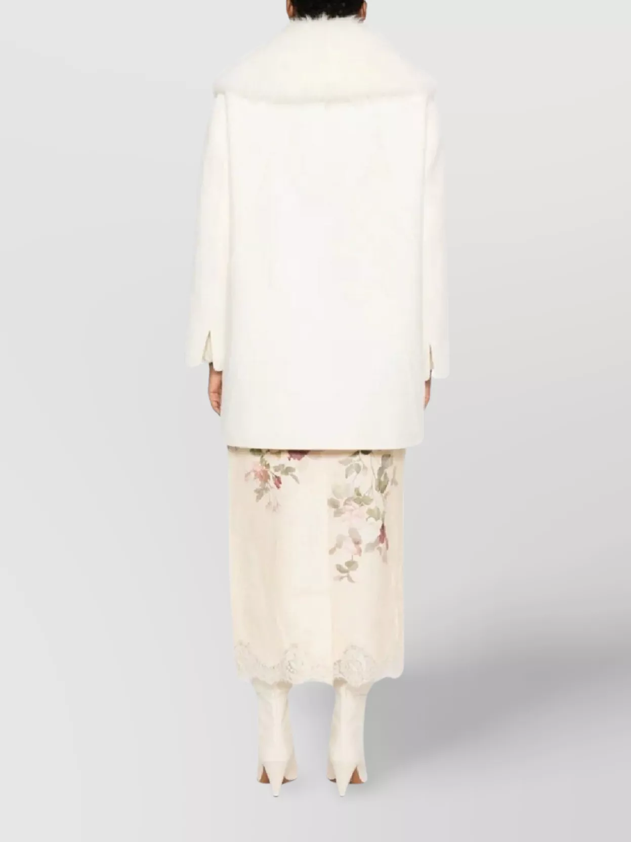 Ermanno Scervino Double Breasted Coat With Faux Fur Collar