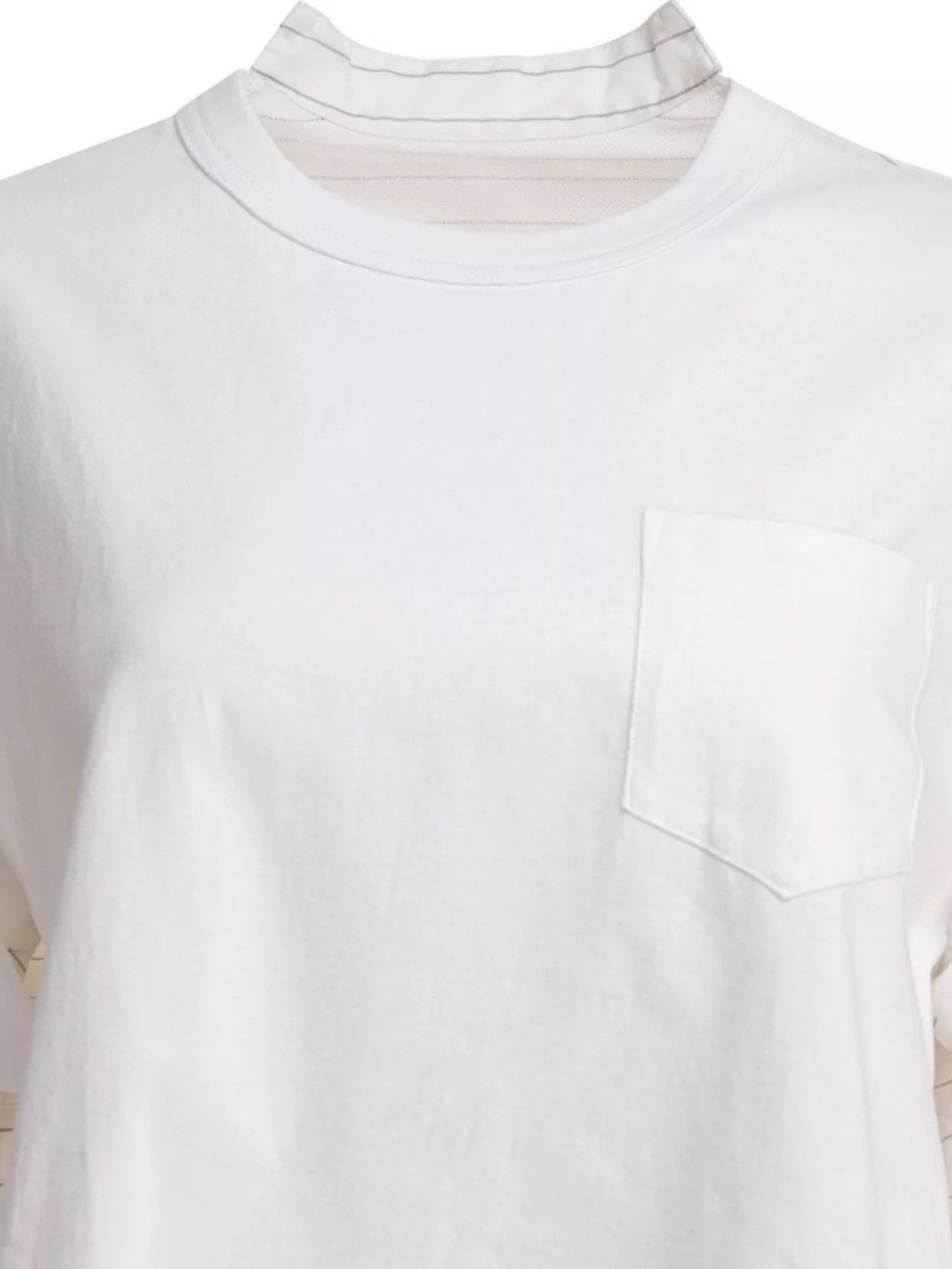 Sacai Layered T-Shirt With Chest Pocket And Stripes