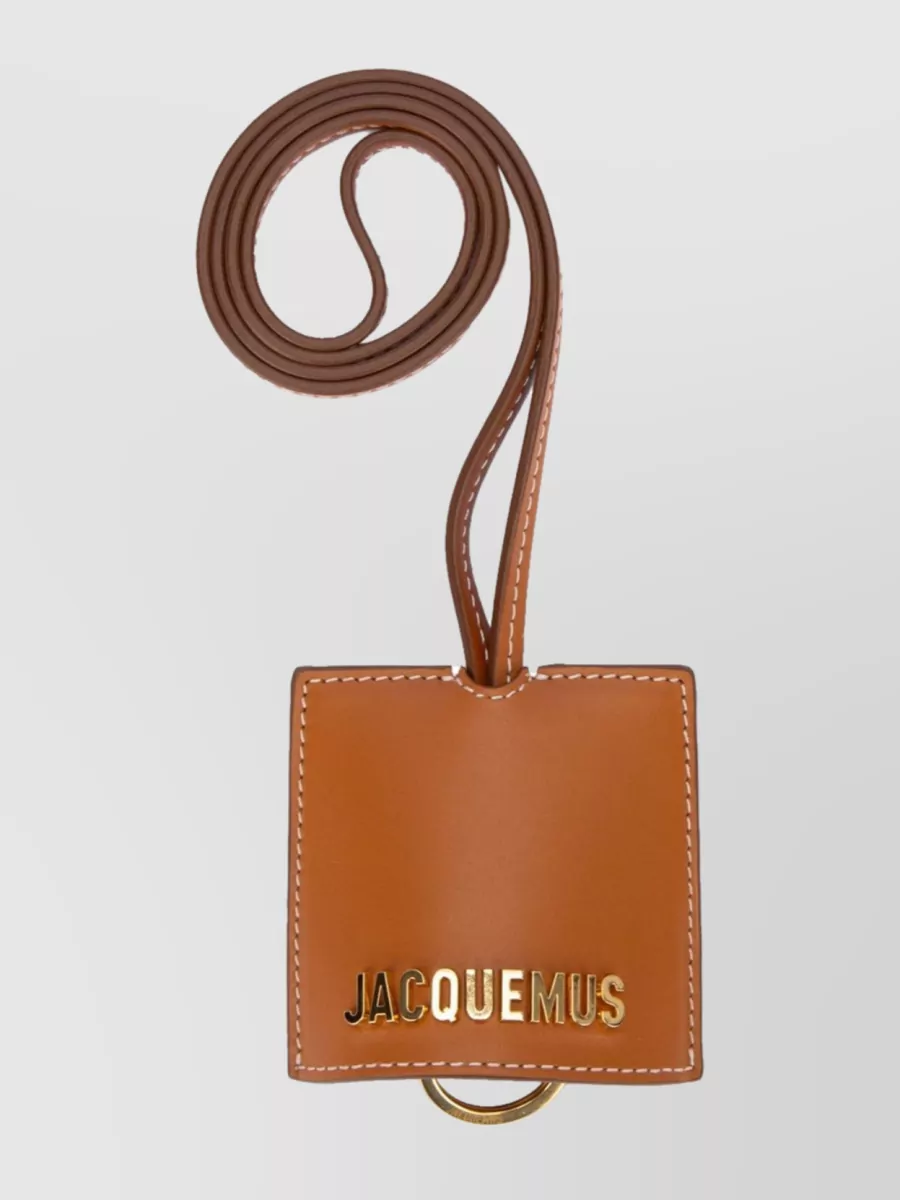 Shop Jacquemus Detachable Strap Square Stitched Wallet In Brown