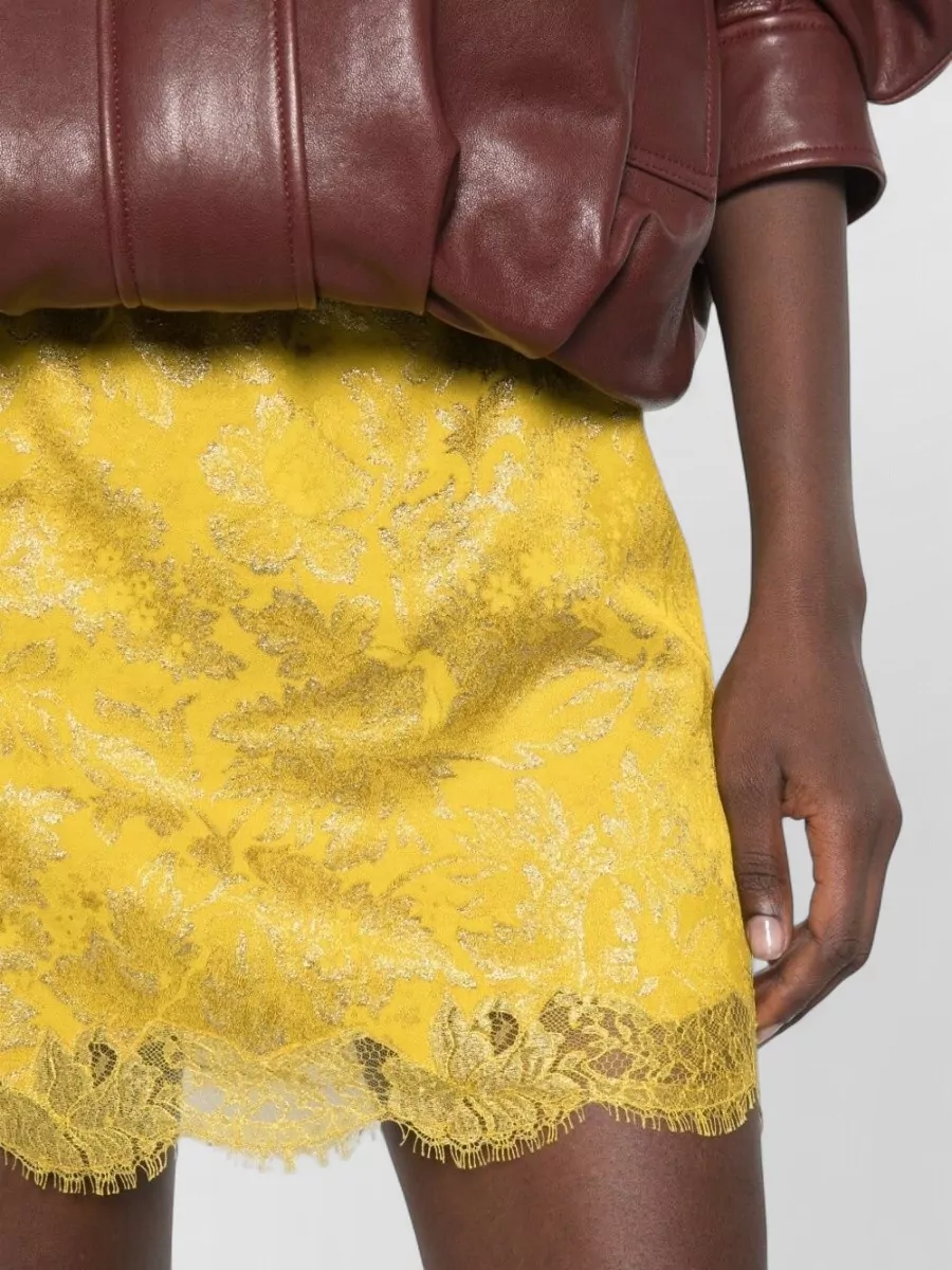 Saint Laurent Floral Jacquard Lace-Trim Mini Skirt