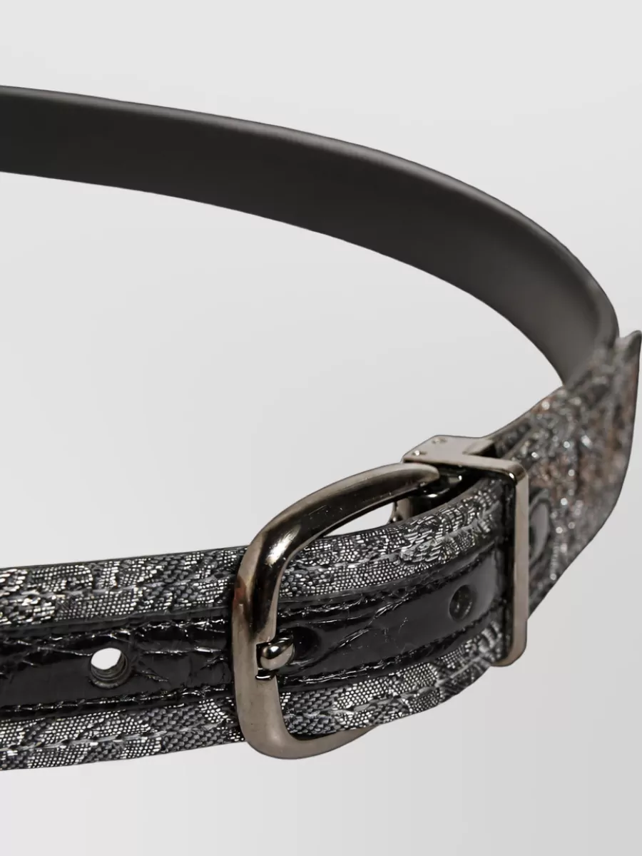 Dolce&Gabbana Leather Floral-Jacquard Belt