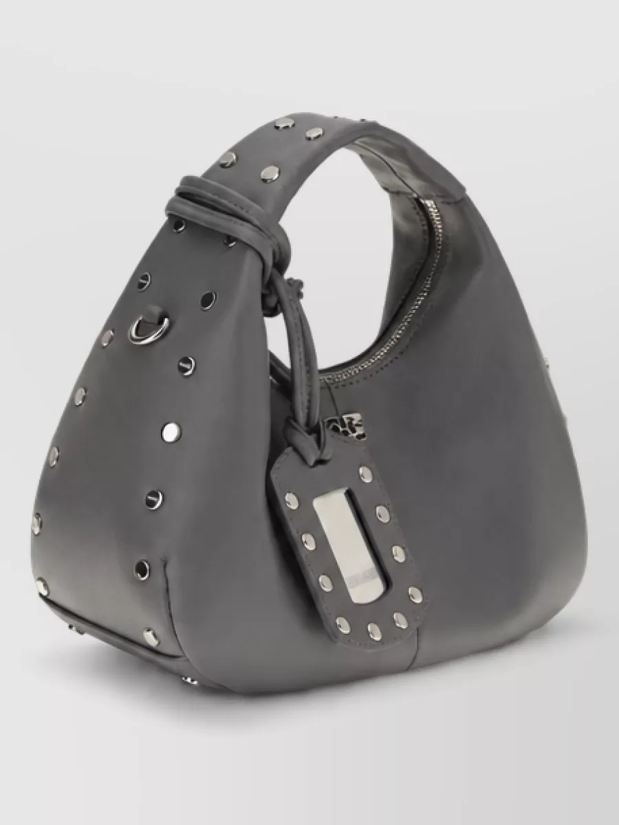 Ganni Mini Hobo Studded Leather Shoulder Bag
