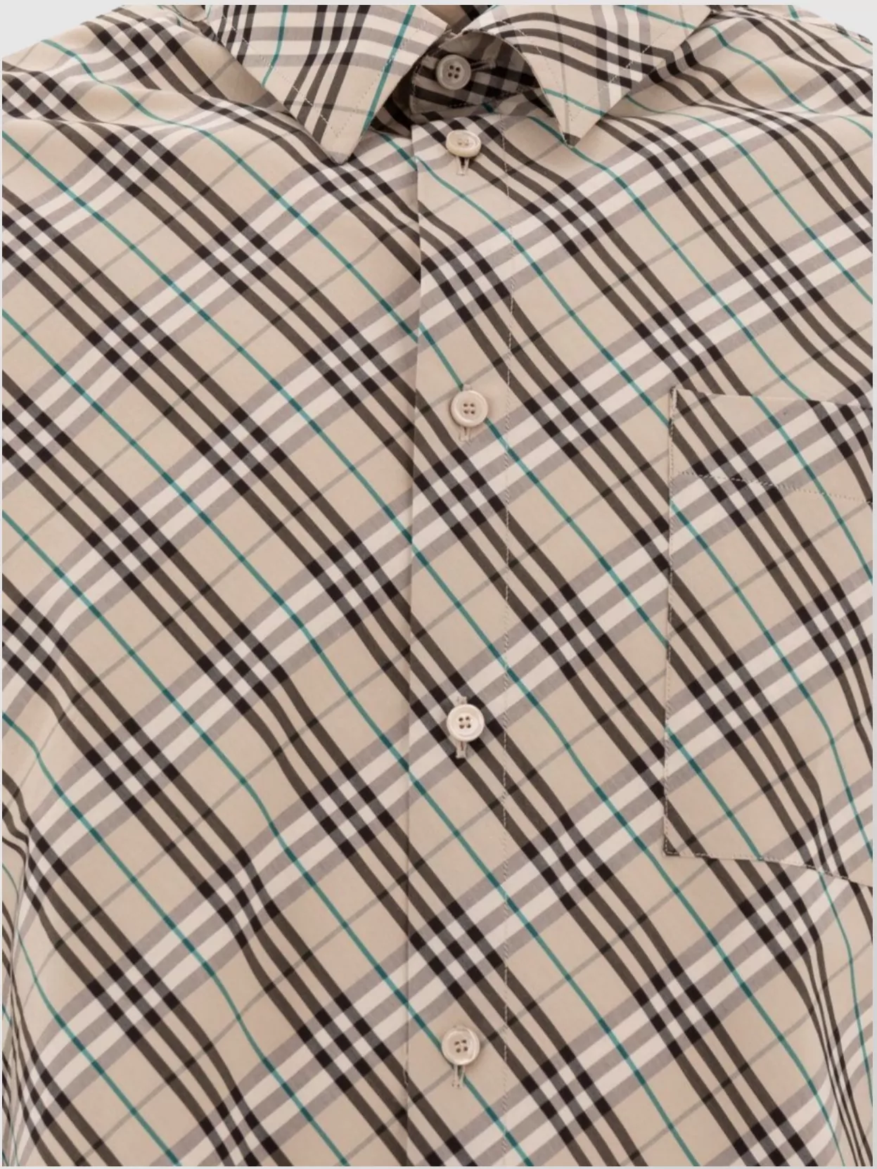 Burberry Collared Checked Shirt With Pocket And Long Sleeves
