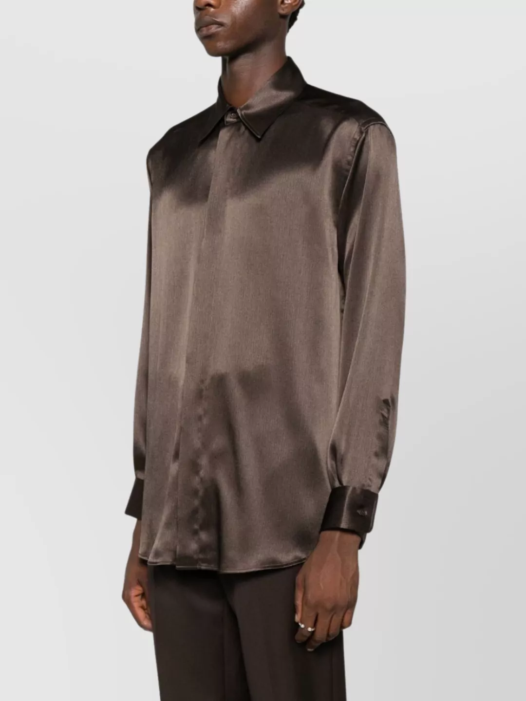 Emporio Armani Longline Satin Double-Breasted Shirt