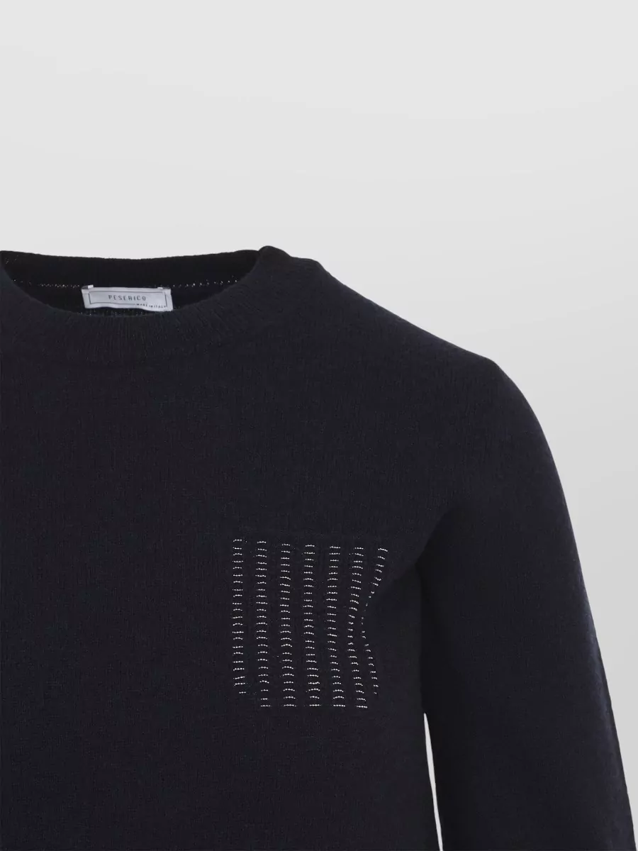 Peserico Virgin Wool Silk Cashmere Fine-Knit Crew-Neck Sweater