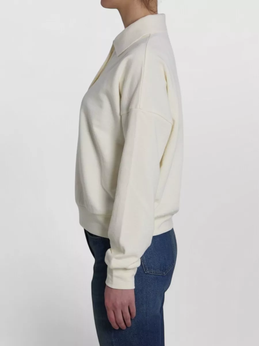 The Row Cotton Long-Sleeve Polo Sweatshirt