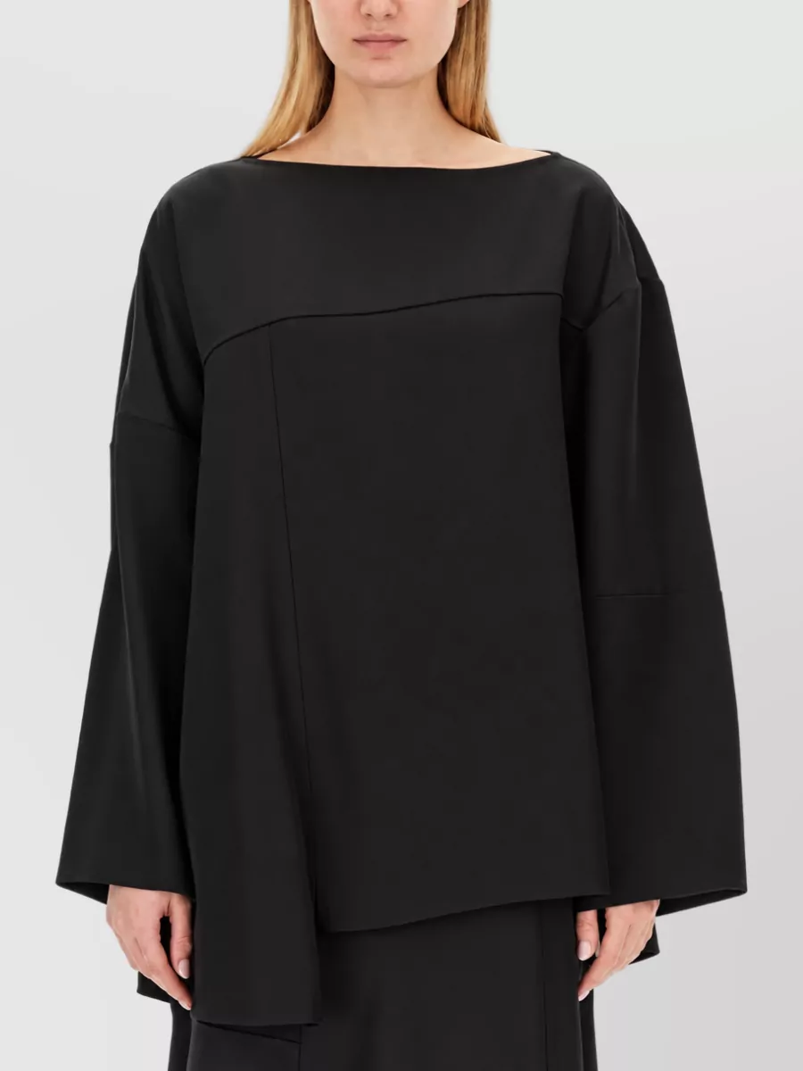 Jil Sander Silk Asymmetric Blouse In Black