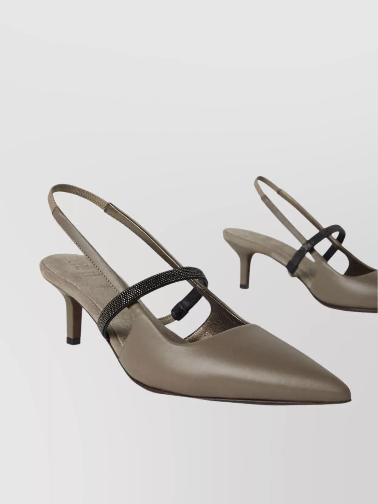 Shop Brunello Cucinelli Monili Chain Detail Strappy Leather Pumps