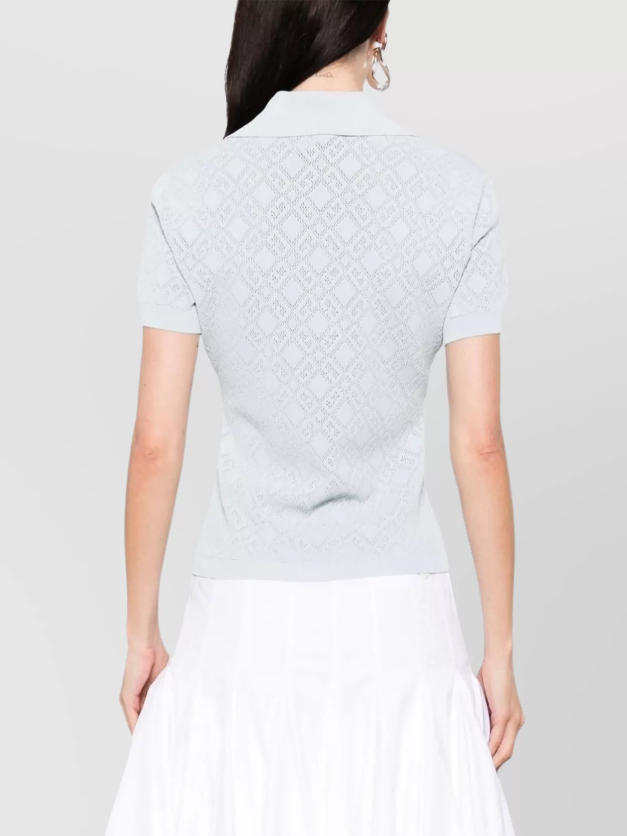 Givenchy Collared Fitted V Neck Top With Sleeves