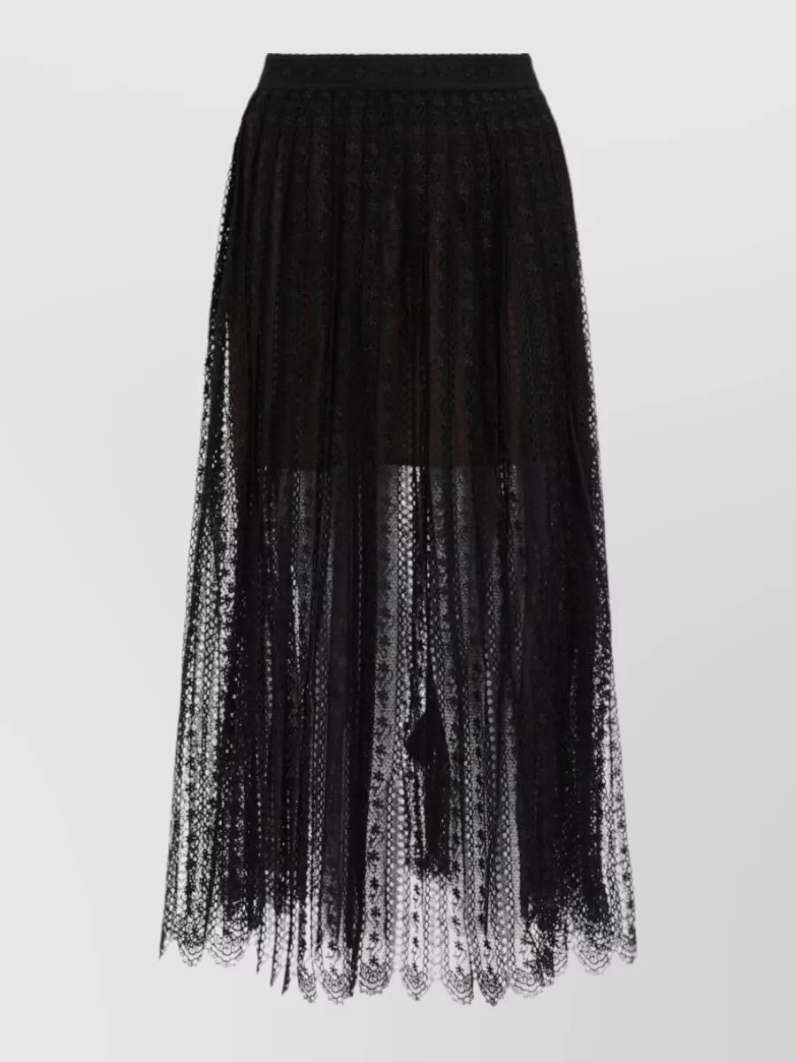 Self-Portrait pleated lace midi skirt