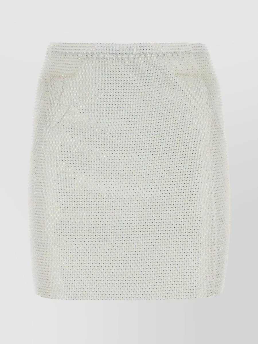 Shop Santa Brands Mesh Mini Skirt With High Waist And Sequin Embellishments In Grey