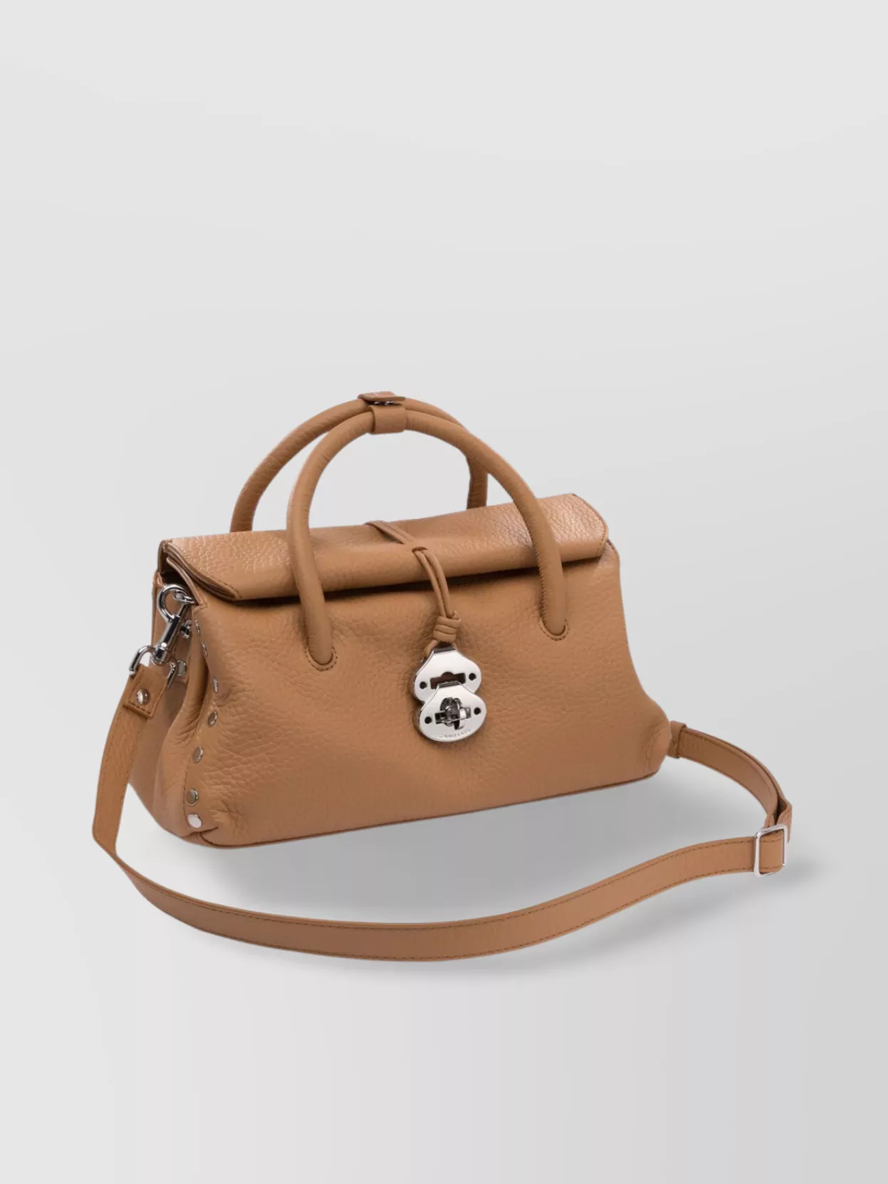 Zanellato Studded Leather Shoulder Bag With Detachable Strap