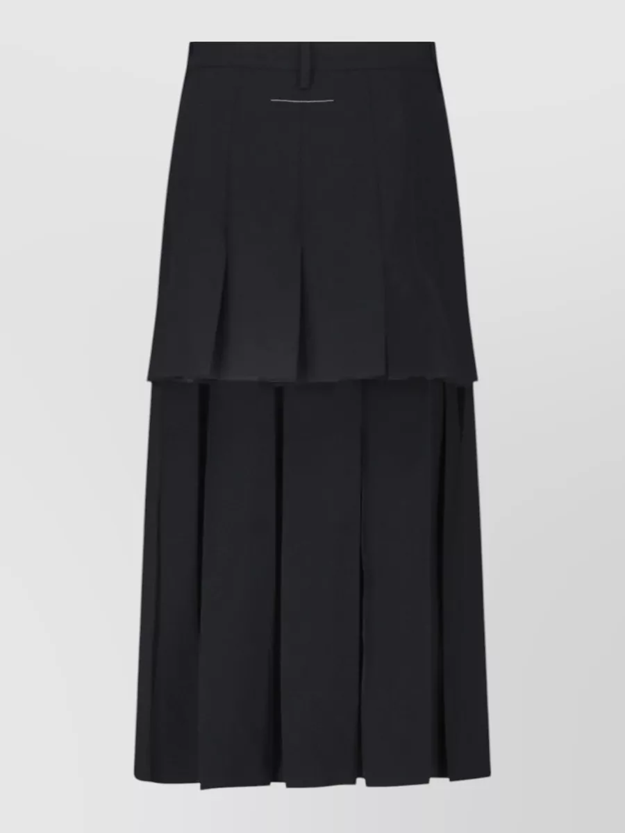 Mm6 Maison Margiela virgin wool pleated asymmetric midi skirt