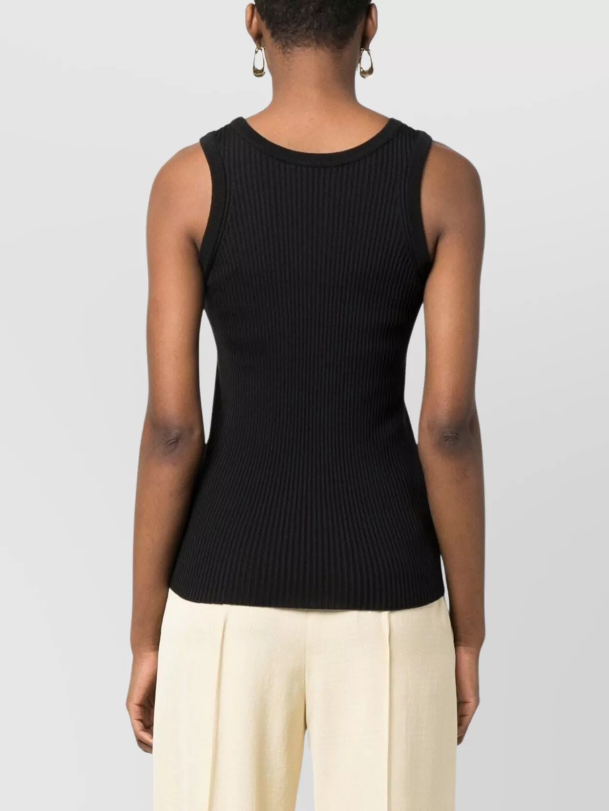 Jil Sander Ribbed Scoop Neck Sleeveless Top In Black