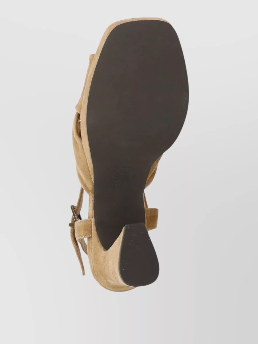 Ash Leather Braided Heeled Mules
