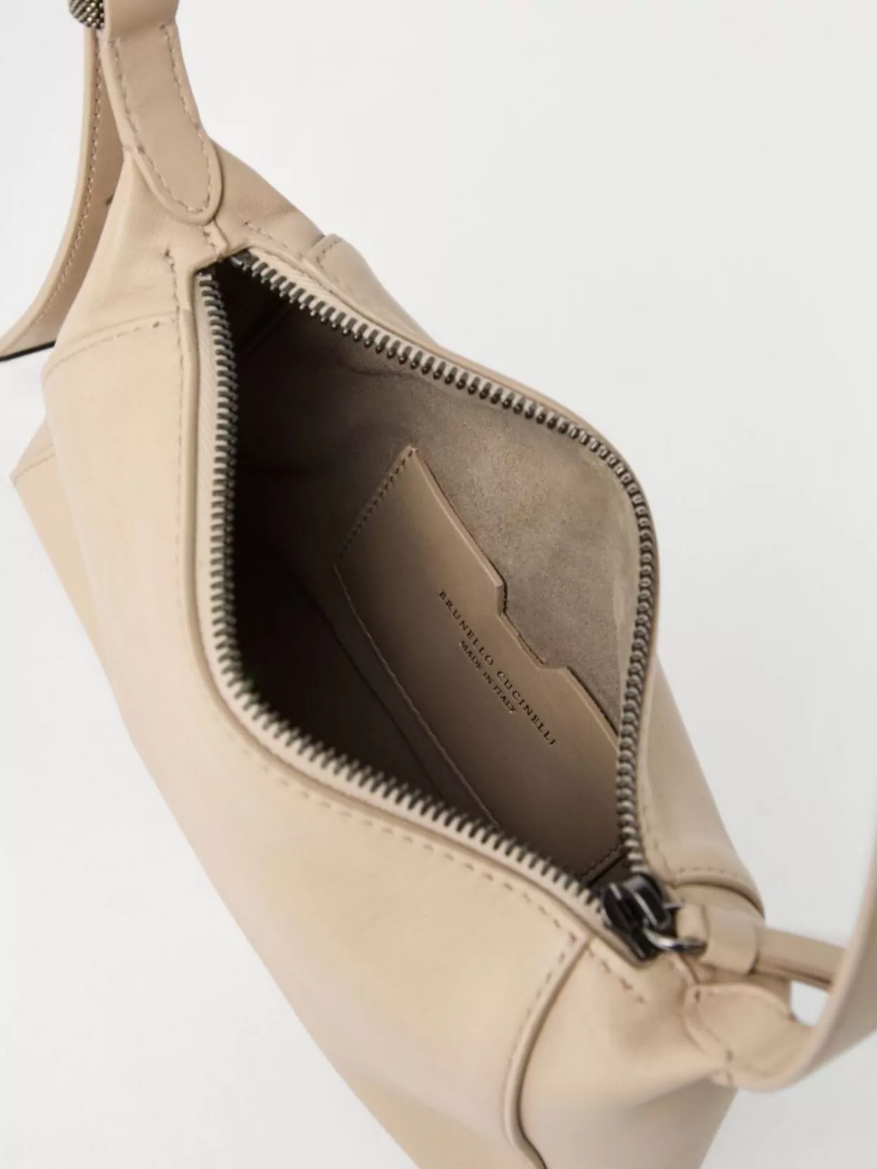 Brunello Cucinelli Leather Shoulder Bag With Adjustable Top Handle