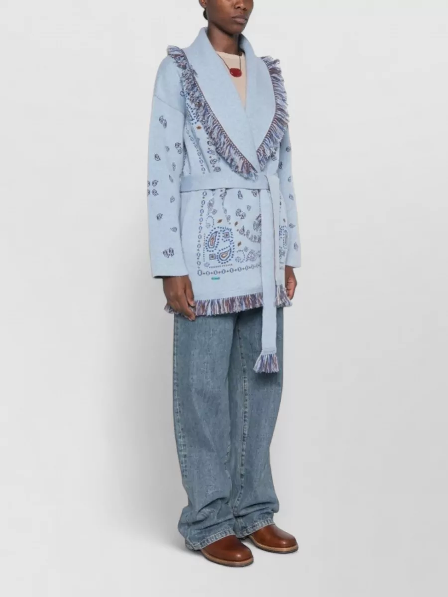 Alanui Cashmere Jacquard Belted Cardigan