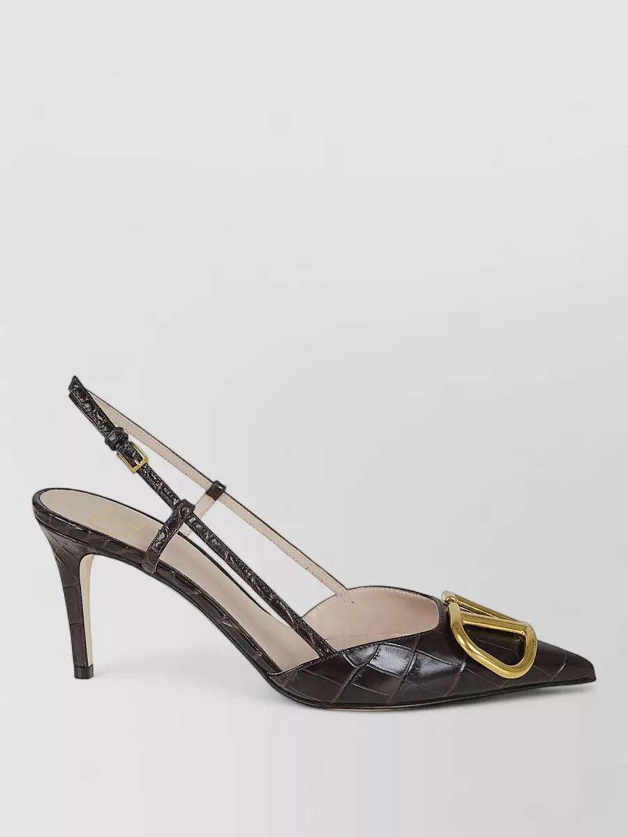 Valentino Garavani Slingback Pumps Vlogo Signature Crocodile Effect