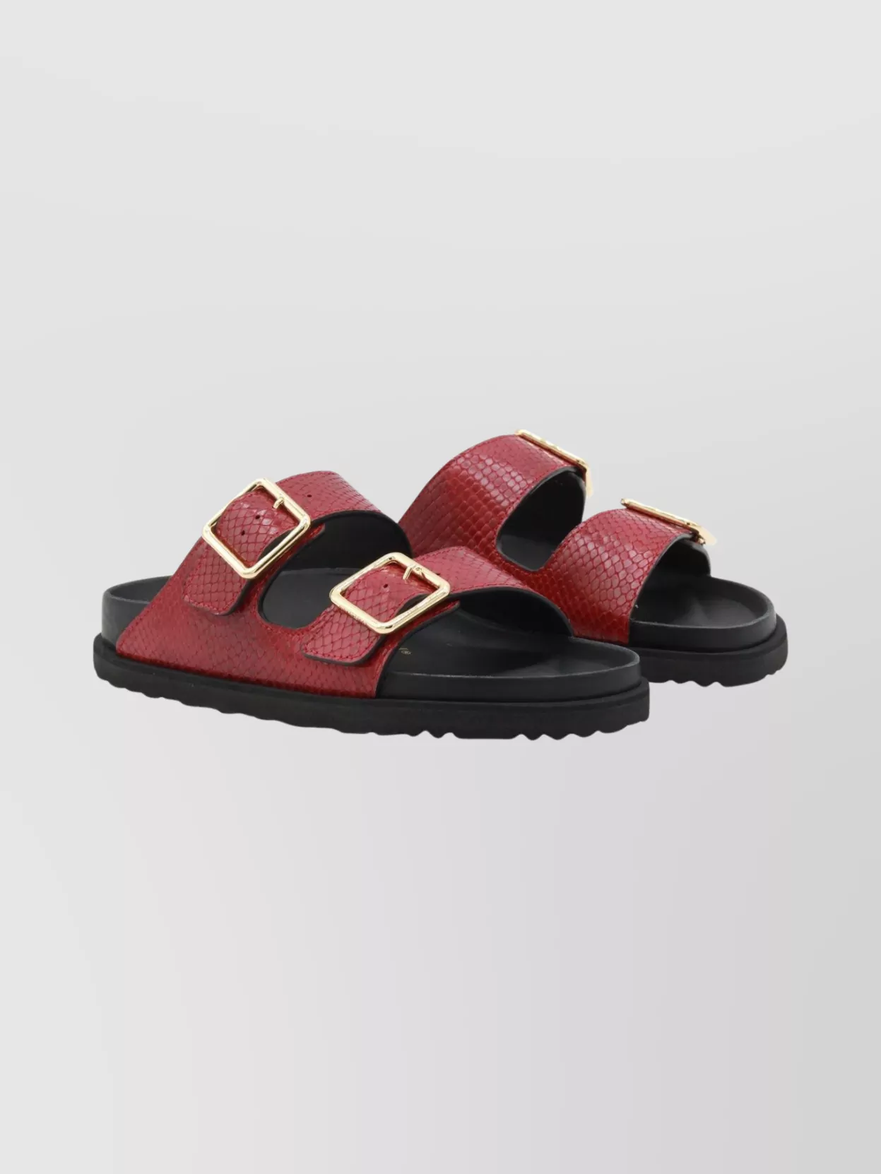 Birkenstock 1774 Open Toe Sandals With Textured Flat Sole In Red