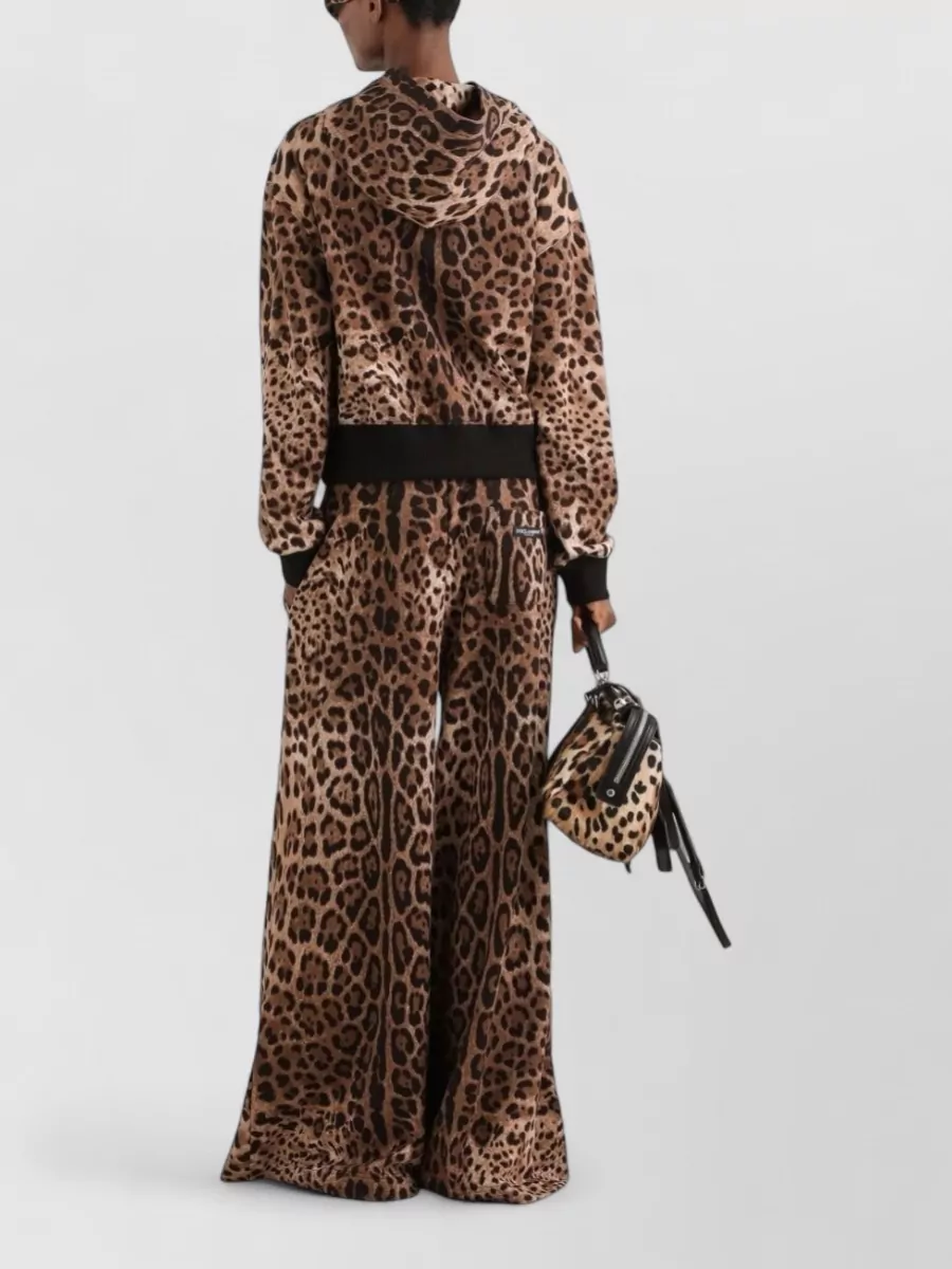 Dolce&Gabbana Cotton Leopard-Print Wide-Leg Pants