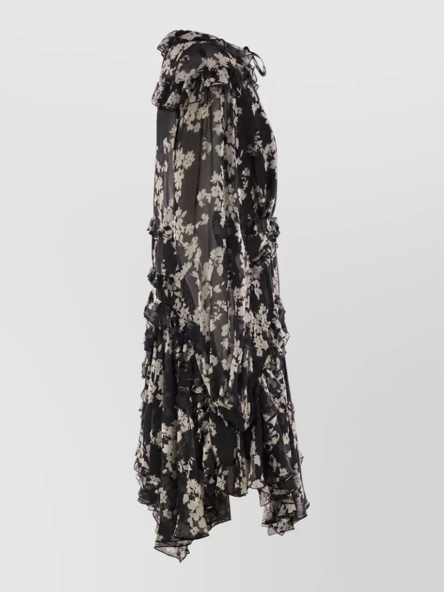 Elisabetta Franchi Silk Printed Ruffled Mini Dress