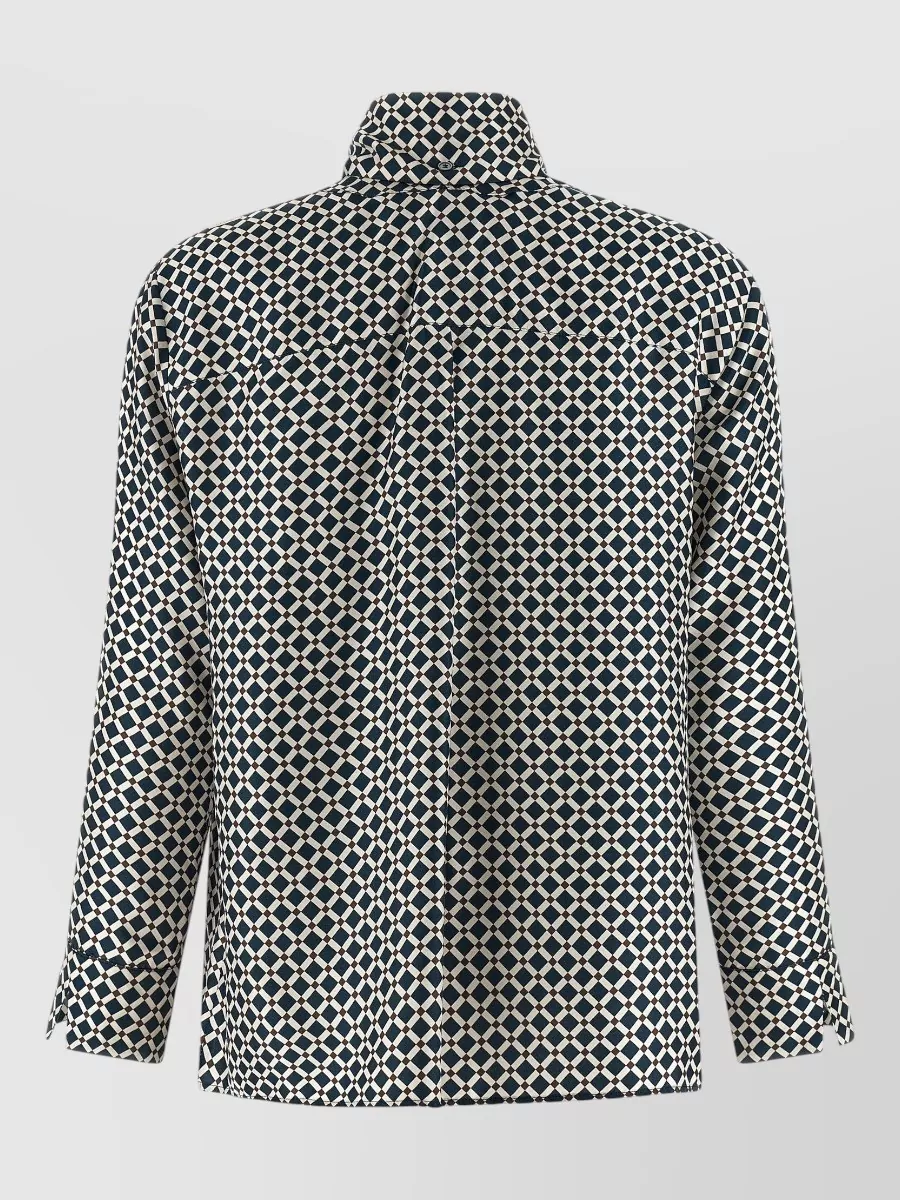 S Max Mara Long Sleeve Geometric Tie Neck Shirt