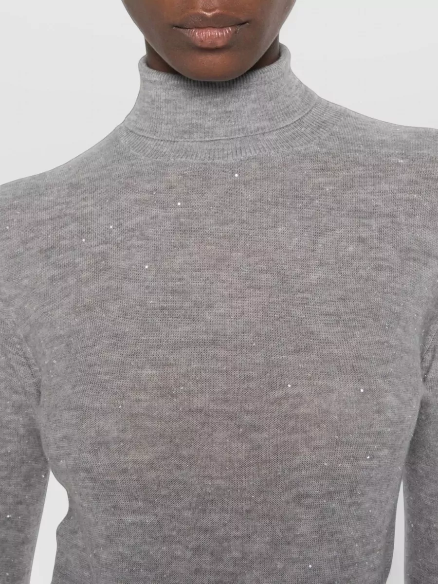 Fabiana Filippi Wool Ribbed Turtleneck Long-Sleeve Sweater