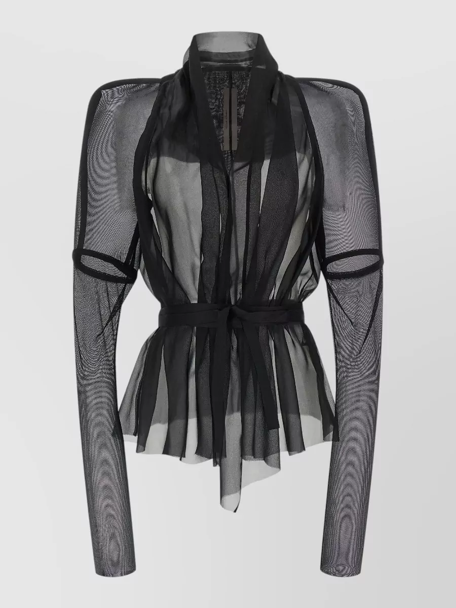 Rick Owens silk long-sleeve shawl collar fitted jacket