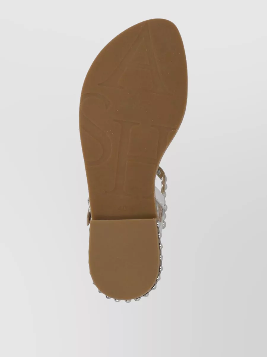 Ash Leather Studded Flat Sandals