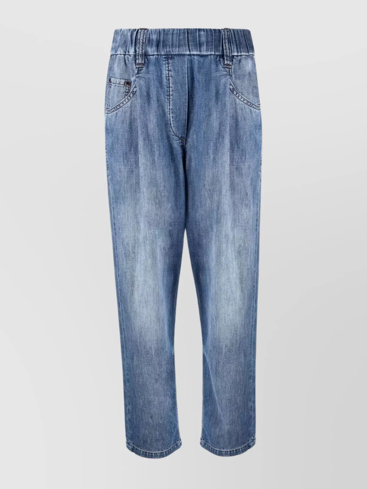 Brunello Cucinelli Denim High-Rise Tapered Cropped Jeans