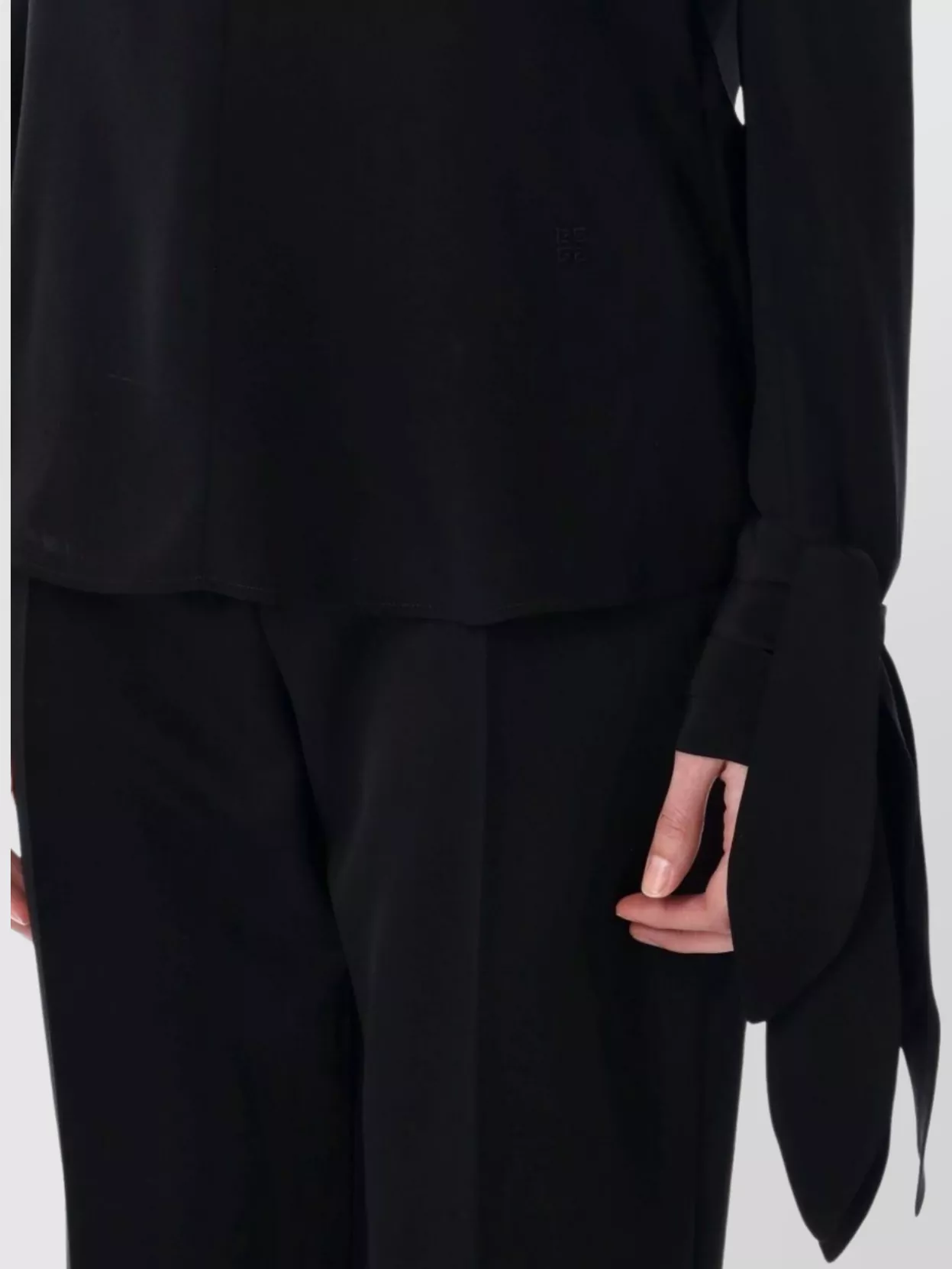 Givenchy Deep V Neck Blouse Ribbon