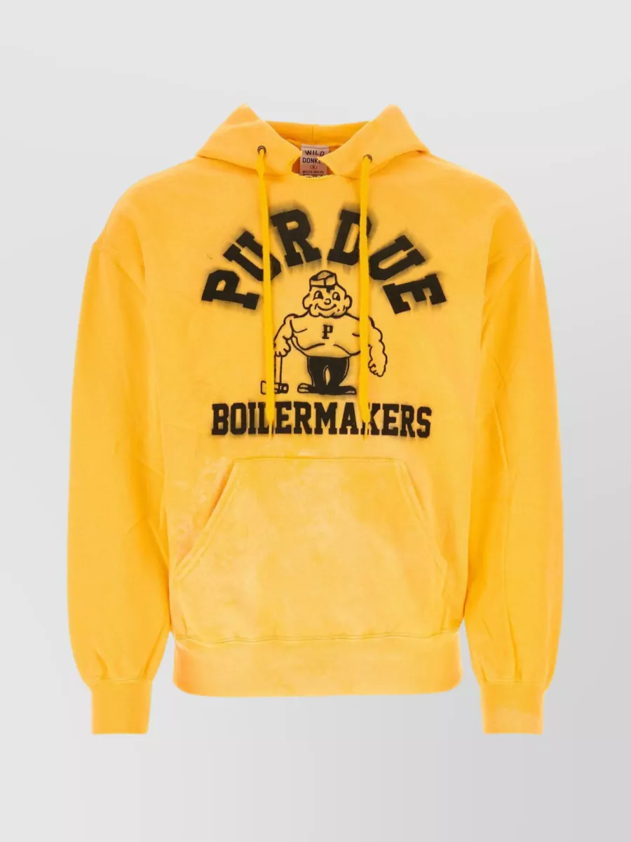 Shop Wild Donkey Cotton Sweatshirt With Hood And Graphic Print In Yellow
