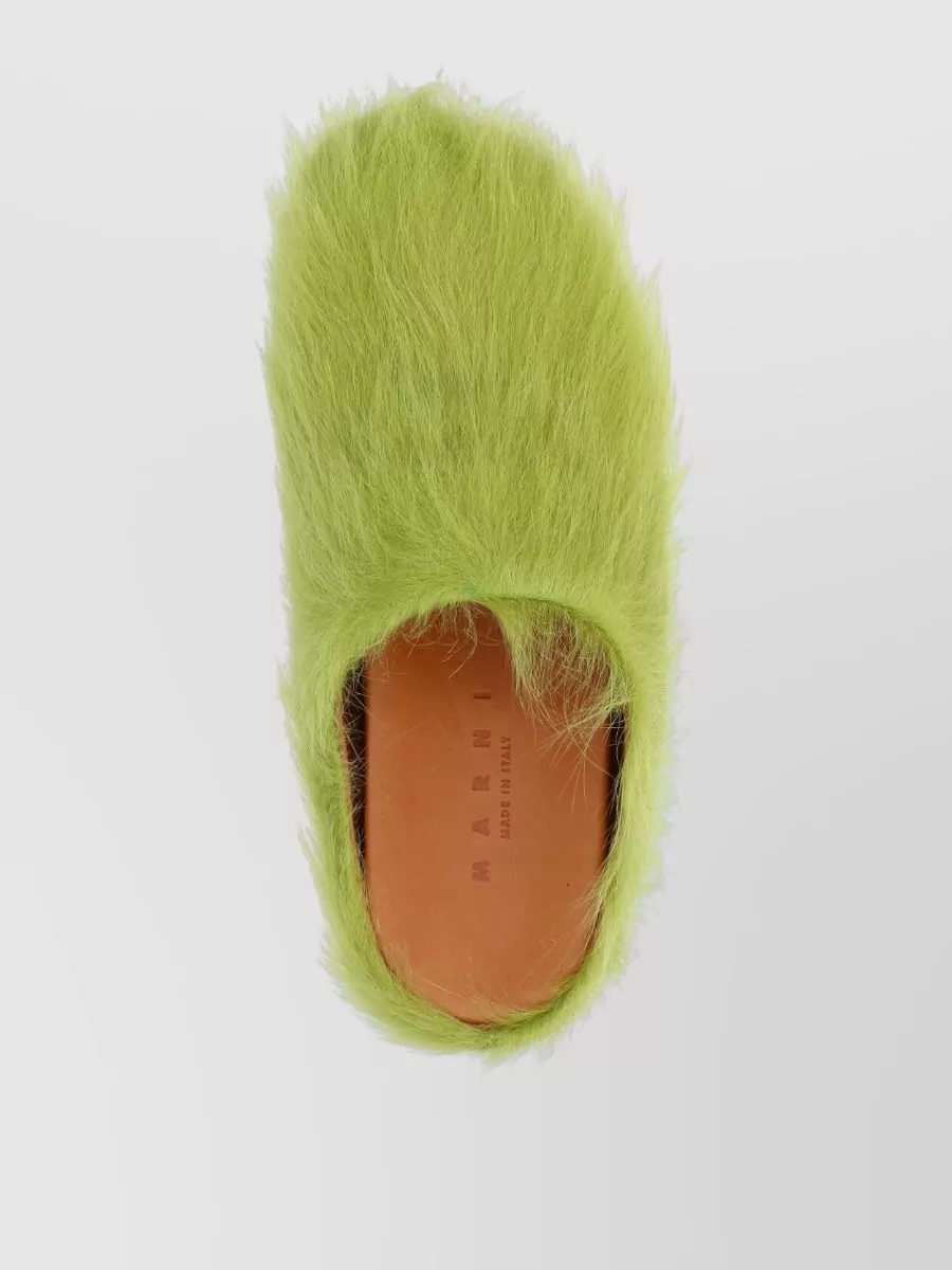 Marni Faux Fur Flat Sole Round Toe Mules
