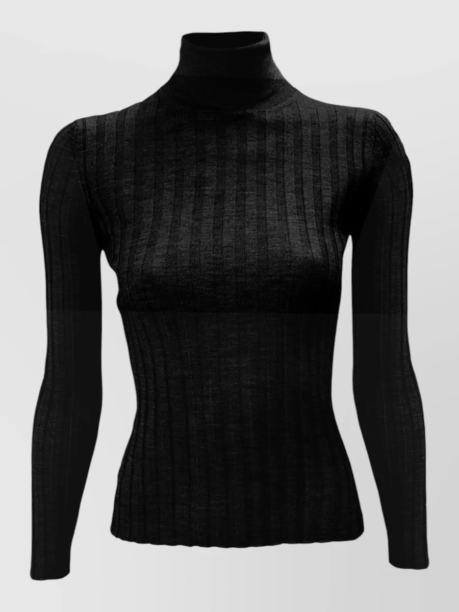 La Rose cashmere silk ribbed turtleneck top