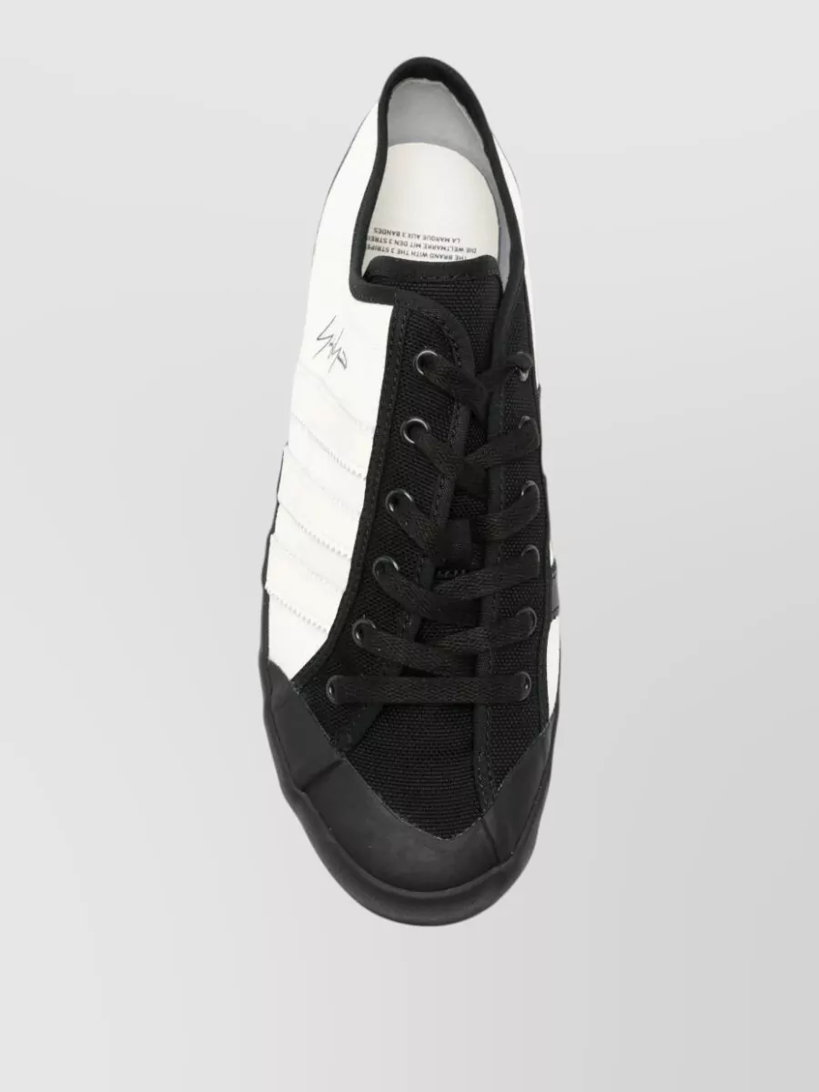 Y-3 Leather Canvas Low-Top Lace-Up Sneakers