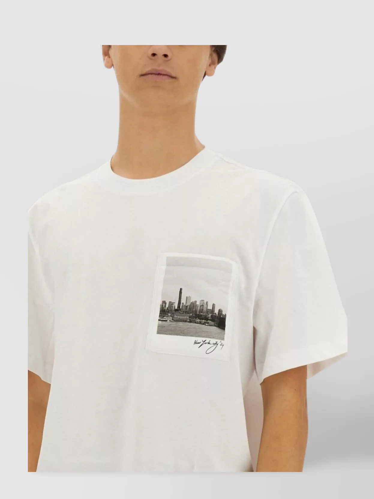 Helmut Lang Skyline Postcard Tee In White