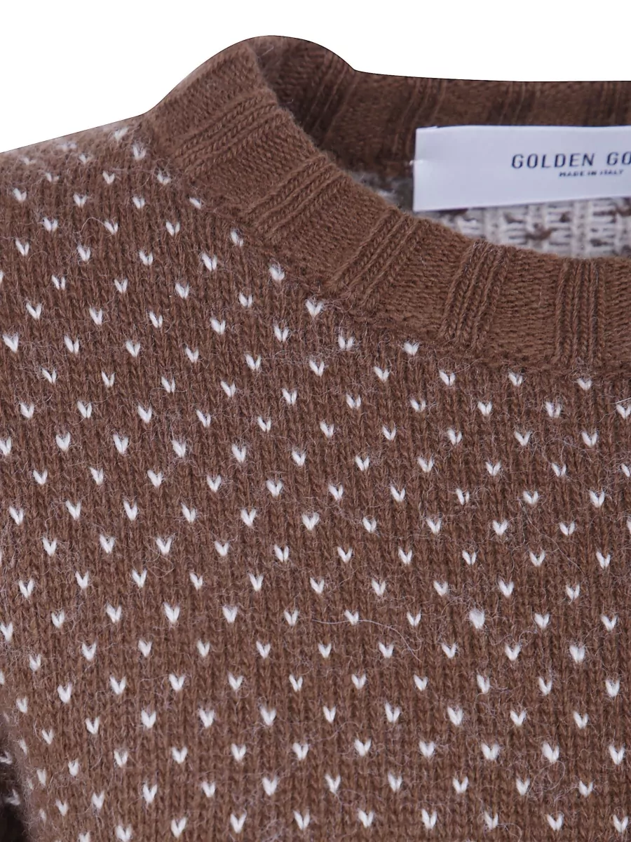 Golden Goose Wool Alpaca Cropped Jacquard Sweater