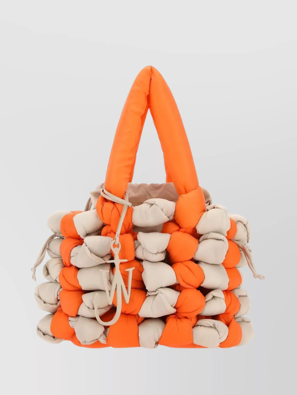 Shop Jw Anderson Two-tone Fabric Knit Tote In Cream