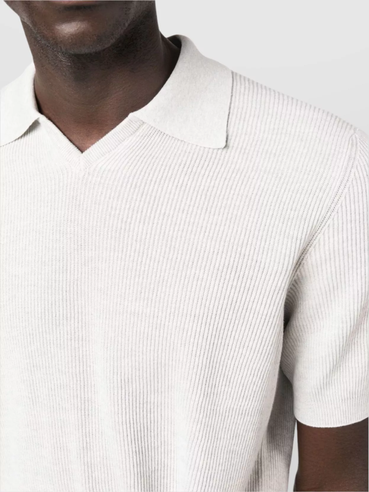 Brunello Cucinelli Ribbed Knit Polo Short Sleeves