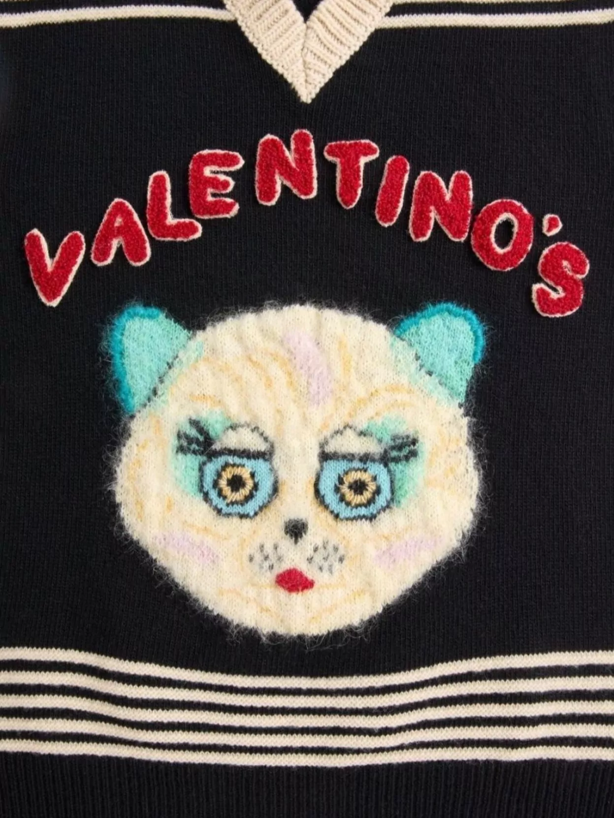 Valentino Cat Motif Wool Sleeveless Vest