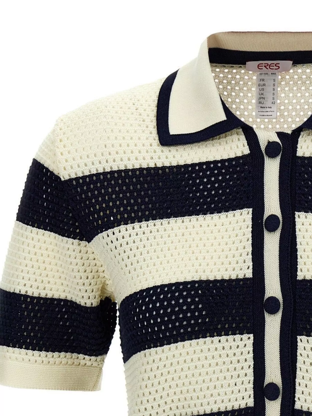 Shop Eres Striped Seagull Knit T-shirt With Short Sleeves