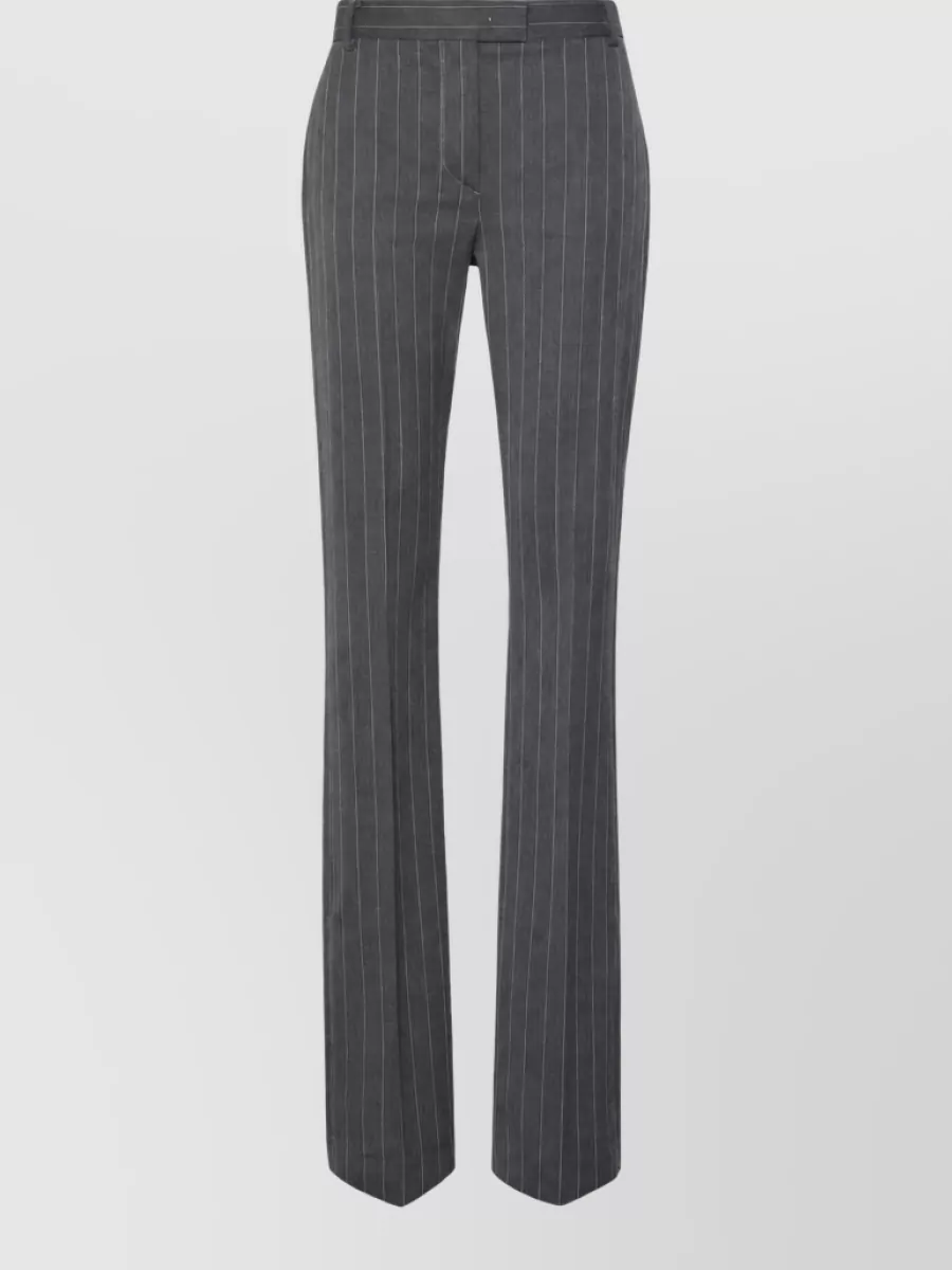 Sportmax pinstripe low-rise slim flared wool suit trousers