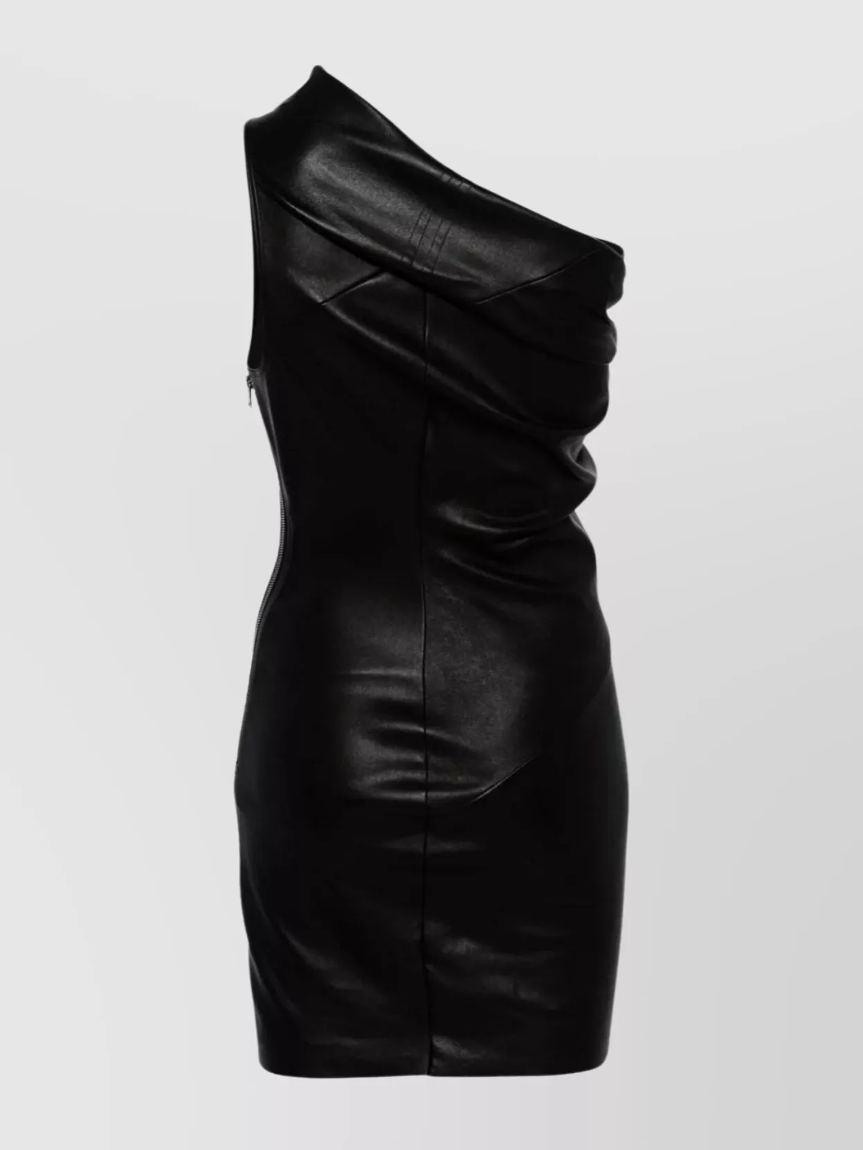Shop Rick Owens Athena Draped Mini Dress With Asymmetrical Neckline In Black