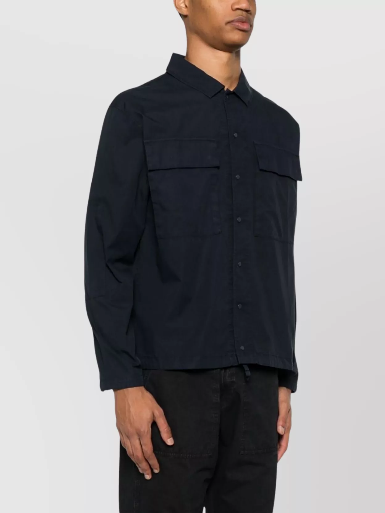 C.p. Company Blue Jacket With Classic Collar And Logo Patch On The Sleeve In Cotton Man